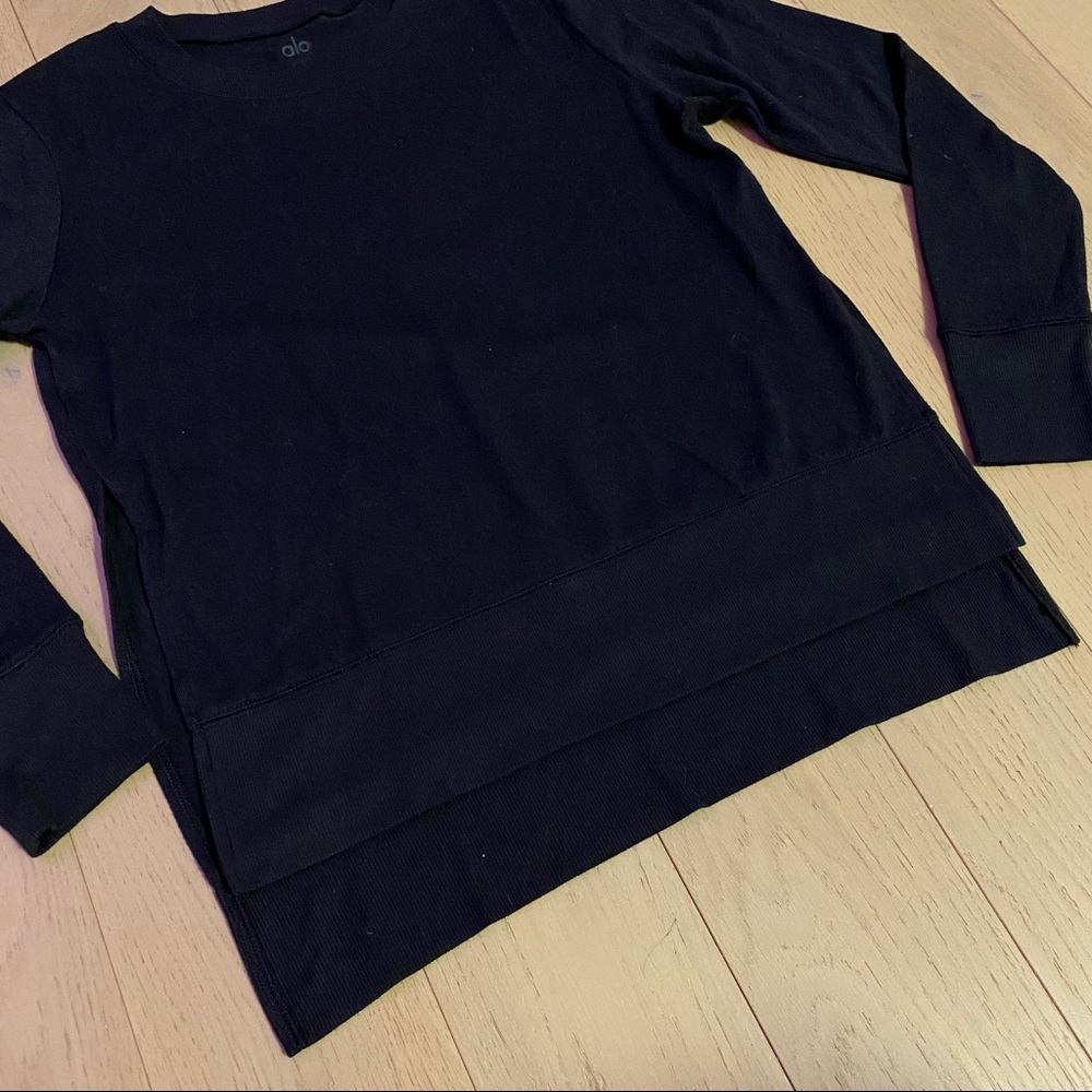 ALO Yoga Black Glimpse Sweater Sz S - Picture 4 of 9
